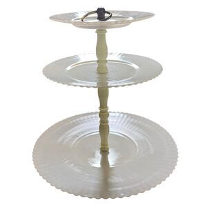 Depression MacBeth Evans Glass Petalware Monax White 3 Tiered‎ Tidbit Server
